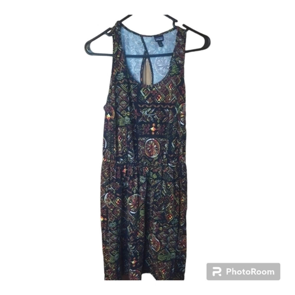 Patagonia black dress sleeveless Aztec open loop back Sm
